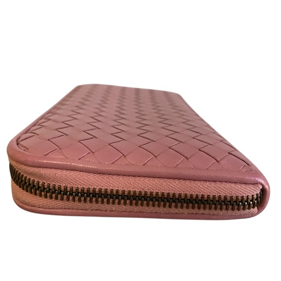 Authentic Bottega Veneta Intrecciato Leather Zip-Around Long Wallet - Pink Mauve - Picture 7 of 15